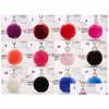 Keychains Lanyards Lovely 8cm Rabbit Pälsboll Plush Key Chain Round Fluffy Toy Keychain Hairy Car Ring Bag Pendant C041 Drop Deliv Dhzkl