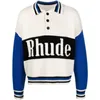 Designer Clothing Mens Hoodies 22 Pre Autumn New Rhude Fashion High Street Contrast Polo Letter Jacquard Loose Relaxed Knitted Sweater Hommes Femmes