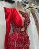 April Aso 2023 Ebi Red Mermaid Prom Dress Crystals Pearls Lace Evening Formal Party Second Reception Birthday Engagement Gowns Dresses Robe De Soiree ZJ501 es