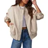 Women's Leather Women Faux Shirt Jacket With Pockets Moto Biker Coat Solid Color Long Sleeve Jackets Motorcycle Streetwear