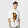 Herren T-Shirts Herren Owersized Shirt Kreativer Teddybär Roboterdruck Hip Hop Hochwertiges Baumwoll-T-Shirt Lässige Unisexmode Kurzarm