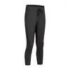 Pantalon actif doux au toucher nu Yoga Capris entraînement Sport femmes cordon taille Fitness course pantalons de survêtement avec deux poches latérales