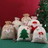 Jewelry Pouches 10Pcs/lot 30 40cm Merry Christmas Big Drawstring &Cotton Linen Gift Cute 3D Santa Claus Snowflake Bags Home Storage