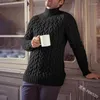 Män tröjor herrar turtleneck tröja mode hög krage stickad höst vinter manliga toppar långärmad solid färg herrkläder tröjor