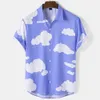 Men's Casual Shirts Short Sleeve Cloud Printed Tops Hawaiian Holiday Fashion Unisex Shirt Summer Tees Oversized Clothing 230421