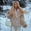 Fourrure femme Fausse fourrure mode fausse fourrure veste femmes hiver luxe Design grand col fourrure manteaux Cool filles recadrée en peluche pardessus 2023Fake Fur JL231121