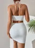 Casual Dresses Fairyshely Sexy Ruffle Short Club Dress Ladies 2023 Summer White Bodycon Women Evening Party Tight Mini Clubwear