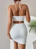 Casual jurken Fairyshely sexy ruche korte clubjurk dames 2023 zomer witte bodycon dames avondfeest strak mini clubkleding