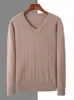 Herensweaters Hoge luxe China-Chic Bloom Mink Cashmere effen trui voor herfst/winter V-hals trui