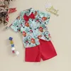 Clothing Sets FOCUSNORM 0-4Y Toddler Kids Boys Gentleman Clothes 2pcs Christmas Santa Claus Print Shirt Shorts Outfits