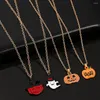 Hanger kettingen Halloween gotische pompoen spookcosplay mode goud kleur glazuur ketting nek