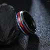 Cluster Rings Shell Colorful Stainless Steel Mixed Material Ring Luxury Design For Men's Birthday Jewelry Gifts Black Thickness Band Circlet