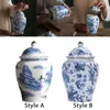 Vasen 850 ml Keramik Teeglas mit Deckel Blau Weiß Porzellan für Desktop Home Decor