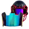 كرات كرة القدم الأمريكية مع Clip Factory Rugby Rainbow Chrome Helmet Eye-Shield Visor 230421