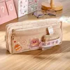 Korean Kawaii Big Pencil Case Zipper Large Capacity Cute Box Portable Storage Bag School Pouch Stationary