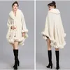 Kobiety FUD FAUX ELEGANT V LAPEL REX Rabbit Coat Cape Winter Women Big Long Shawl Full Trint Knit Płaszcz Overcoat Parkha 2023 231120