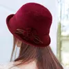 Berretti Cappelli a secchiello in feltro di lana Bombetta da donna Moda vintage eleganti fiocchi Cappello da bacino Pescatore Britannico Donna invernale