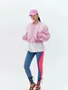 Trench da donna rosa 2023 stile europeo e americano autunno inverno slim fit calda giacca corta in cotone