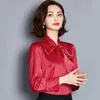 レディースブラウス2023女性トップファッションオフィスレディワークウェアウェアエレガントなサテンシャツデザイナーレディースシフォン