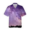 Koszulki męskie Hawajskie 3D Starlight Galaxy Wzorka natura sceneria fantasy Mężczyzna luźne wierzchołki Camisa Masculina 5xlmen's