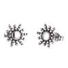 Boucles d'oreilles mode soleil accessoires pour femmes filles en acier inoxydable fleur oreille goujons couleur argent Piercing bijoux SP0581