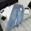 Jeans Femme Designer Nanyou Haute Qualité Printemps / Été 2023 Nouvelle poche arrière brodée taille pliée hanche jambe droite pour femmes PN9N