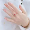 Cluster Rings In Luxury Plated 14K Rose Gold Toad For Women 585 Purple Red Gem Classic Design Vintage Banquet Jewelry
