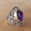 S3609 Retro Nepal Paarse Kristallen Ring Voor Man Vrouw Bloem Hol Figer Ringen