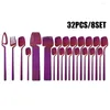 Setwares Sets 32pcs Matte kleurrijke bestek set westerse mesvork lepel 304 roestvrij staal flatware keuken tafelgerei