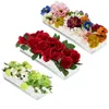 Jardinières Pots Clair Acrylique Fleur Vase Rectangulaire Pour Table À Manger Décoration De Mariage Rose Boîte Cadeau avec Lumière 1 Pcs 230421