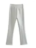 Calças femininas saia de cintura alta elástica reta moda cor sólida calças esquerda com zíper emenda casual