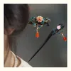 Hair Clips Vintage Wooden Stick Cloisonne Hairpin