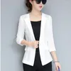 Women's Suits #5202 Black Pink White Short Blazer Woman Sexy See Through Thin Slim Womens Single Button Formal Suit Jackets Summer 2023