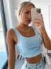 Geraffte ärmellose Tanktops T-Shirts Frauen Solide Lässige Mode Crop Top Damen High Street Binden Croptop Sommer Fitness P230421