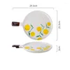 Plates Dinner Plate Ceramic Breakfast Dessert Salad With Handle Baking Pan Pizza Tray For Oven Tableware Kitchen