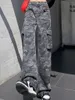 Jeans pour femmes Américain Rétro Camouflage Cargo Pantalon Femmes Y2k Taille Haute Slim Design Sense Niche Lâche Droite Rue Mode