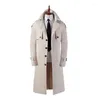 Hommes Trench Coats Printemps Automne Hommes Manteau Mode Coupe-Vent Extra-Long Au Genou Mince Affaires Casual Coréen Beau Blanc 6XL
