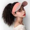 Wide Brim Hats Whole Hat Wig Hair Extension Corn Synthetic High Long Curly Woman Headgear Fluffy Female Wearing