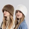 Berets bacia chapéu feminino inverno balde à prova de frio quente de malha lã de pelúcia orelha proteção boné pescador bonés