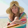 Berretti Visiera parasole Cappello intrecciato in paglia Design bowknot Protezione pieghevole Cappelli estivi da donna fatti a mano per ragazza all'aperto