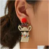 Charm Christmas Earrings Creative Funny Alloy Diamond Cartoon Alpaca Holiday Hat Crossborder Ear Jewelry Drop Delivery Dhgarden Dhpx1