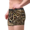 Sous-vêtements personnalisés en fourrure de léopard avec ornements ethniques, boxers, shorts pour hommes, slips d'animaux africains tribaux, sous-vêtements drôles