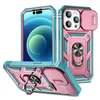 Lens de glissière Window Colorful Ring Stand Téléphone pour iPhone 14 13 12 11 Pro Max 7 8 Plus 14 Pro Max Samsung S21 S22 Plus S23 U8724279