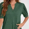 Damesblouses Zomer Dames T-shirt Casual losse korte mouwen V-hals Top Eenvoudige stijl