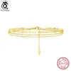 Bracelets de cheville ORSA JEWELS 14K or 925 argent Sterling chaîne en couches bracelet de cheville pour femmes filles été plage pied chaîne cheville sangles bijoux SA58 231121