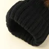 Berets 3pcs gorro de malha com orelhas de pom duplas para mulheres meninas (preto)