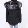 Kvinnors päls faux mmk 2023 Real Coat Women Winter Jacket Natural Silver Collar Parkas foder kalla kvinnliga kläder 231121