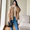 Vestes pour femmes hiver Teddy Bear veste femmes Camel court profil ample décontracté chaud alpaga Bomber veste femmes 231115