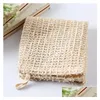 Bath Brushes Sponges Scrubbers 100% Nature Sisal Cleaning Towel For Body Exfoliating Linen Wash Cloth 25X25Cm Shower Washcloth Fa Dh6Uf