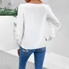 Chemisiers pour femmes décontracté couleur unie chemisier élégant dentelle Patchwork élégant Ol trajet haut avec coupe ample douce manchette élastique femmes